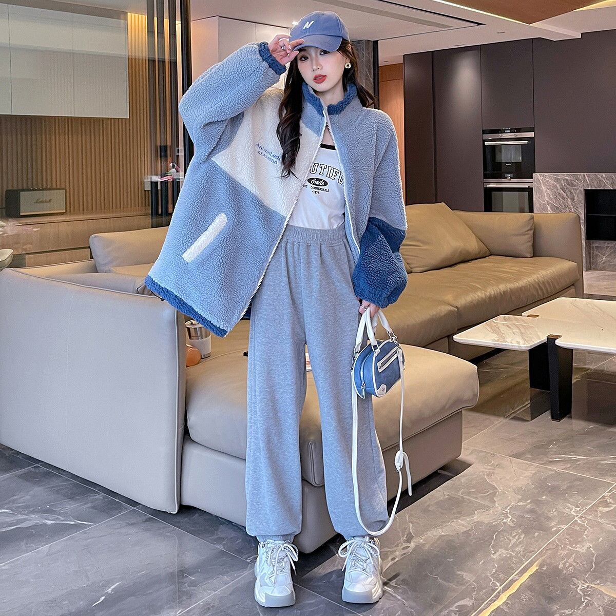 好感度UP 肌触り抜群 カジュアル 切り替え 2色選択 フリース コート ボアジャケットE-9870