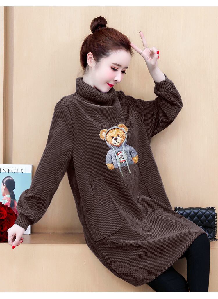 【裹起毛】質感のいい 4色デニム プラスベルベット長袖 ニット セーター E-10226