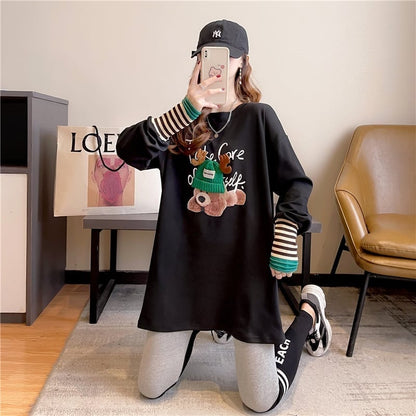 着心地抜群 ラウンドネック 好感度満載 カートゥーンプリント シャツ ブラウスE-2664