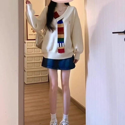 おすすめ スタイルアップ 定番シンプル大人可愛い ニットトップスE-9573