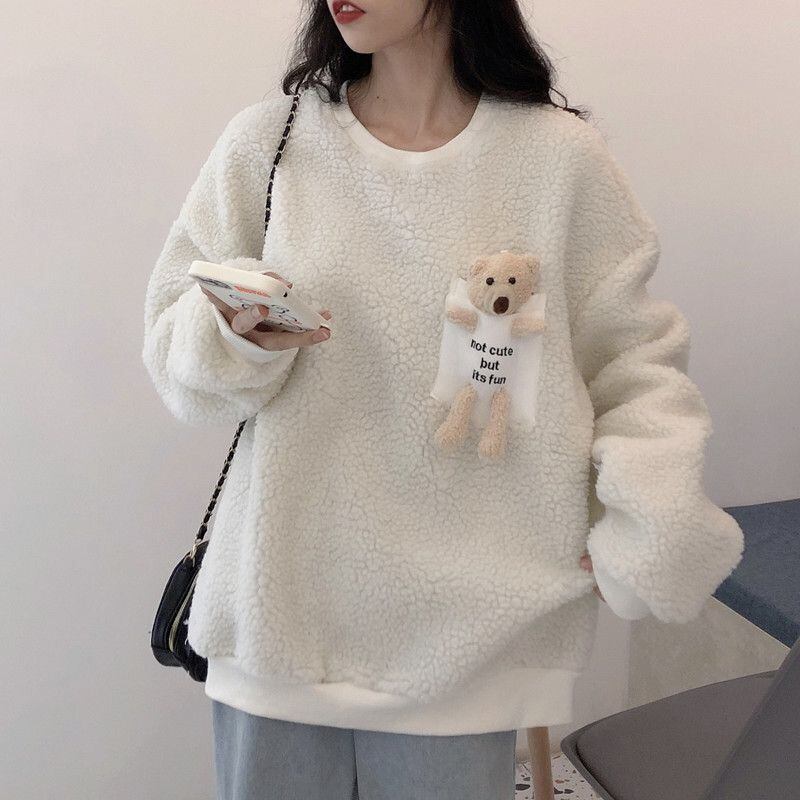 【裏起毛】好感度UP 長袖 キュート スウェット パーカー トップスE-10144