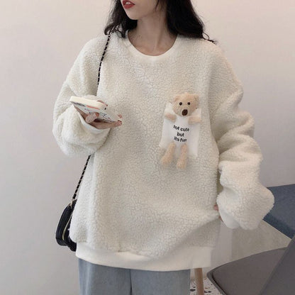 【裏起毛】好感度UP 長袖 キュート スウェット パーカー トップスE-10144