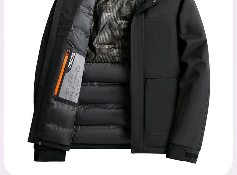 カジュアル  防寒  撥水加工 バックビッグロゴ 男女兼用 3色展開 フード付き中綿ジャケット E-12887