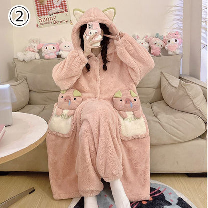 大活躍 コーラルベルベットパジャマ女性冬プラスベルベットと厚みのある 個性的なデザイン 3種選択 パジャマE-9855