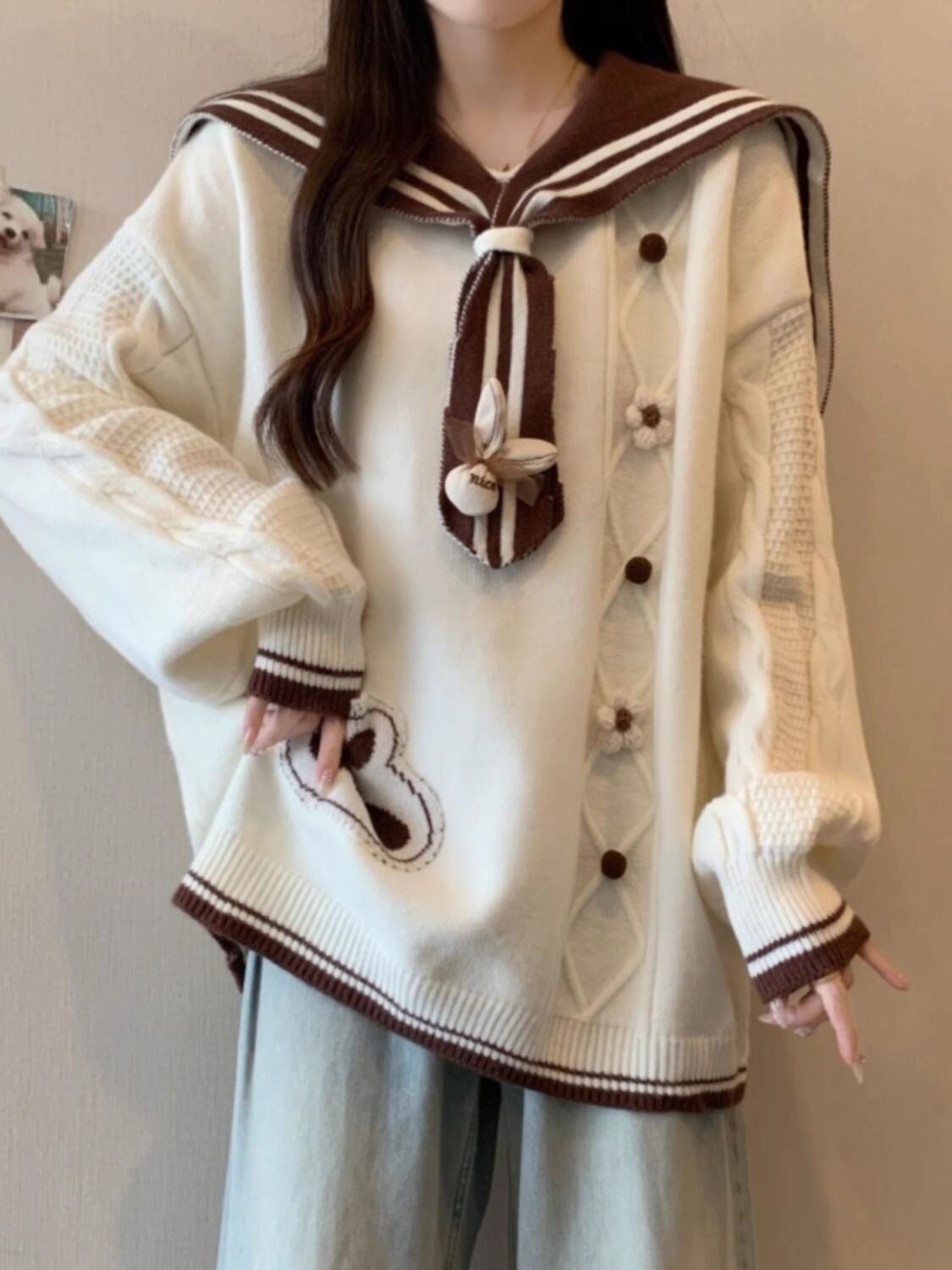 話題沸騰中 スタイルアップ アクティブも綺麗も叶う 切り替え 2色選択ニットトップスE-9877