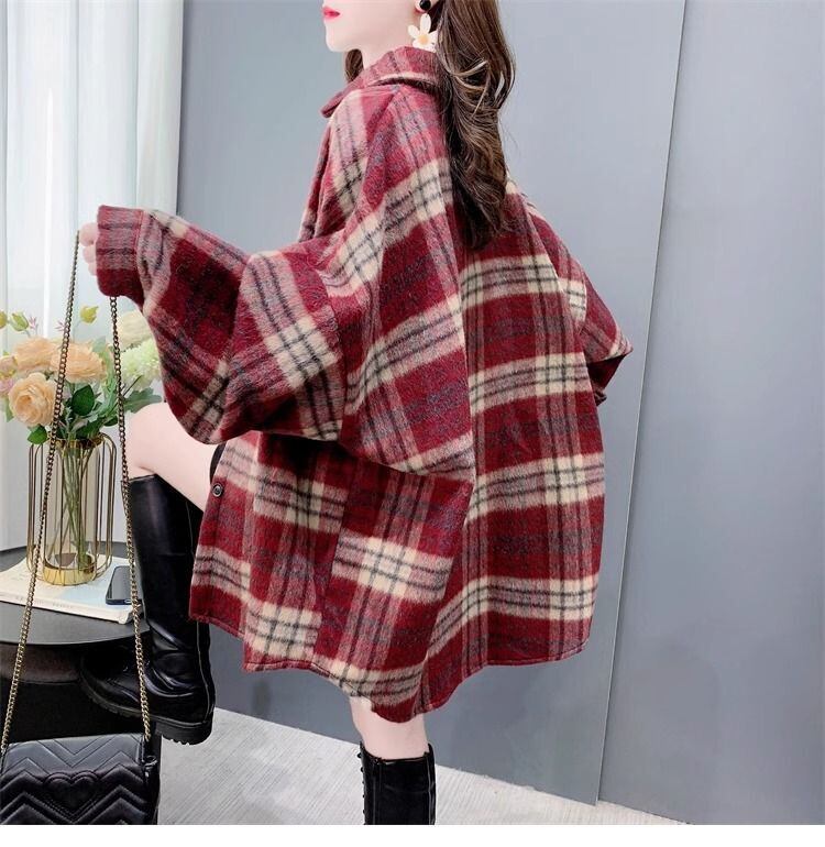 超人気 スタイルアップ 毎日着たい！ チェック柄 2色選択 シャツ E-9648