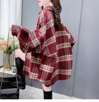 超人気 スタイルアップ 毎日着たい！ チェック柄 2色選択 シャツ E-9648