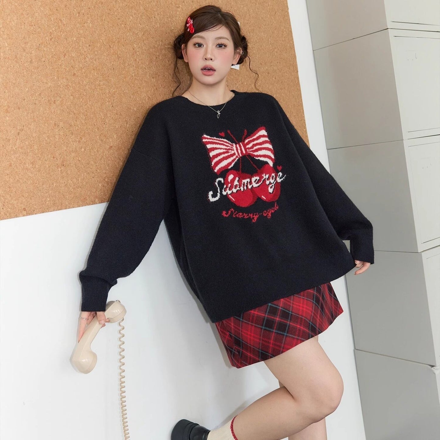 流行新作 美人度アップ 目を奪われる デザイン性抜群 ニットトップスⅹミニスカートセットアップE-9894