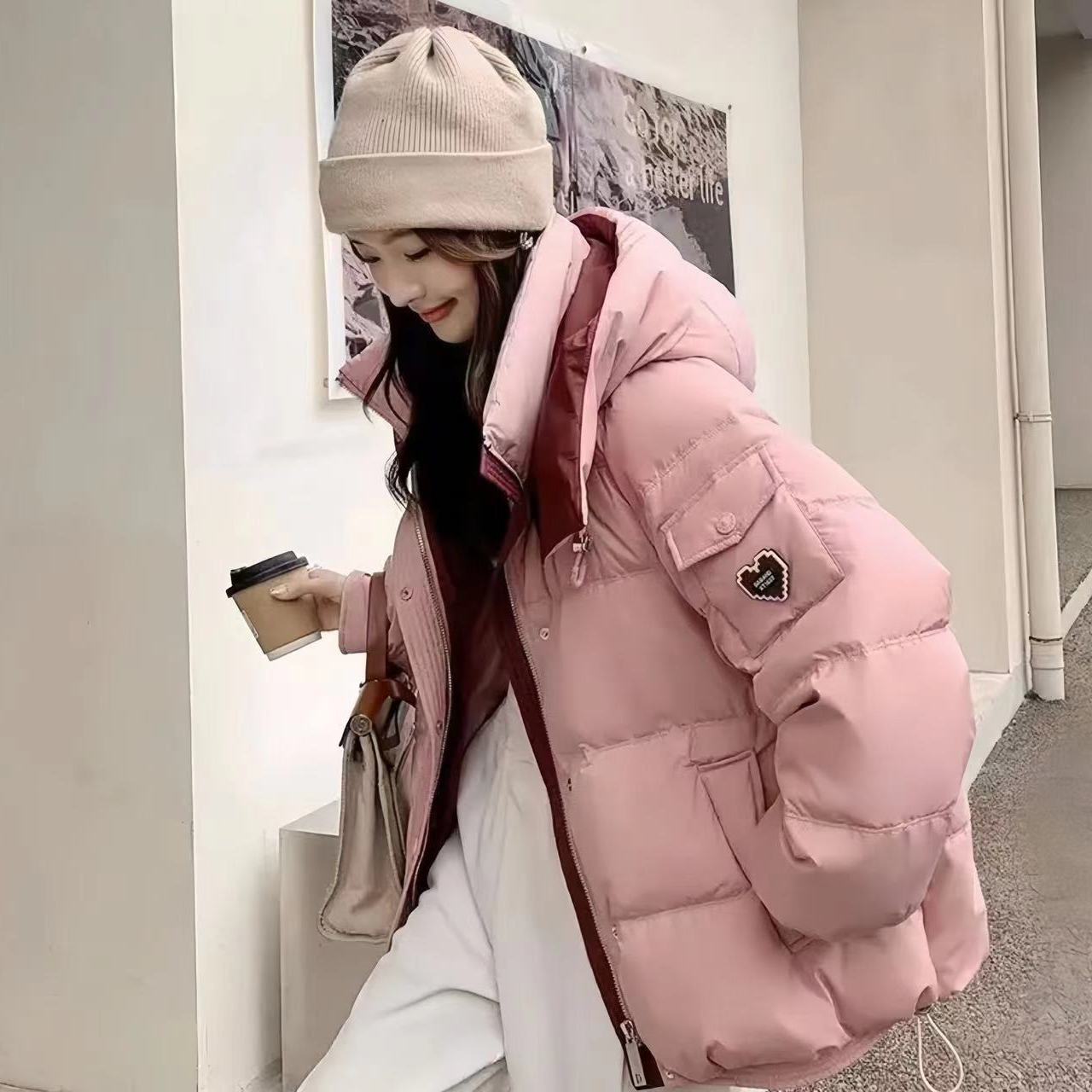 好感度UPファッション 3色選択 スタイルアップ フード付きジッパーコート E-10023