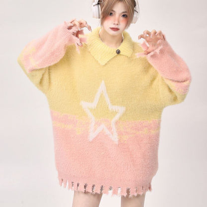 絶対欲しい 3色選択 柔らかな肌触りで着心地も楽ちん！カラーマッチング ニットトップスE-9857