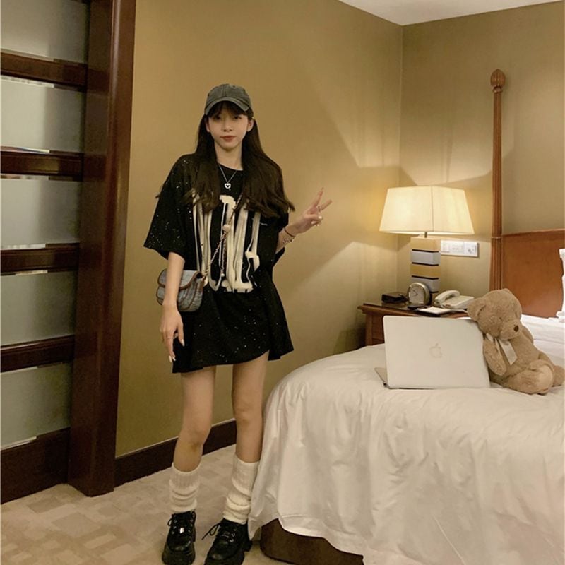 売り切れ必至 アバンギャルド 気質アップ おしゃれ度高め ルーズ 半袖 Tシャツ E-9289