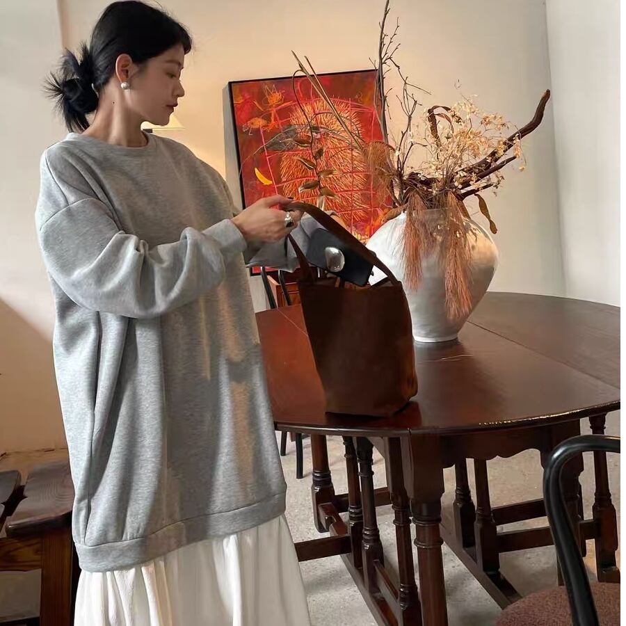 女子マスト 定番シンプル カジュアル 長袖パーカー＋スカート セットアップE-9830