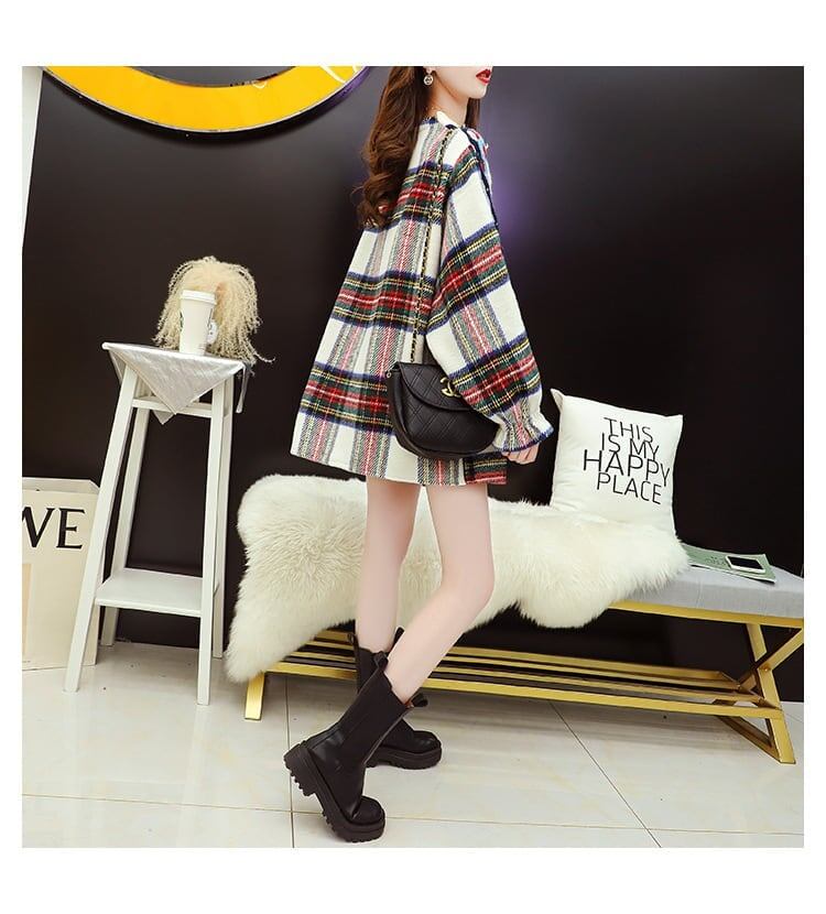 着?せレイヤード風   切り替えニットセーター二色ありE-4093