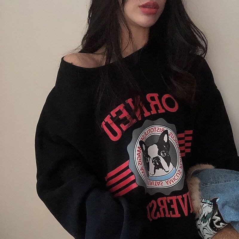 【裏起毛あり】優しい雰囲気 キュート ファッション カジュアル 2色 スウェットE-10175