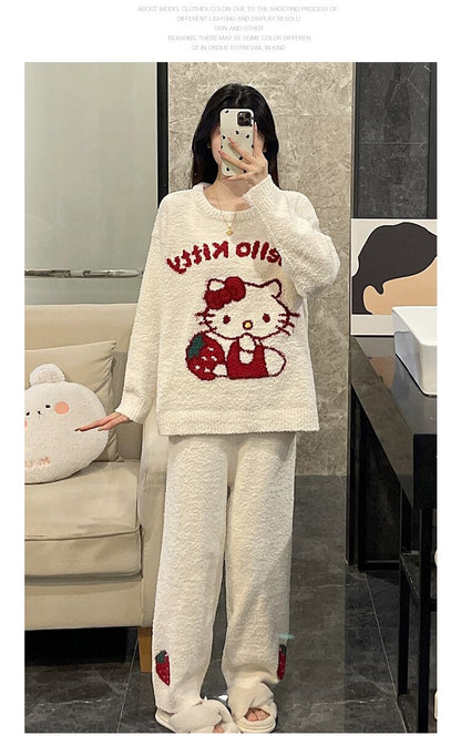 【人気急上昇中！】柔らかな肌触りで着心地も楽ちん！モコモコ パジャマ ルームウェア 上下セットE-10159