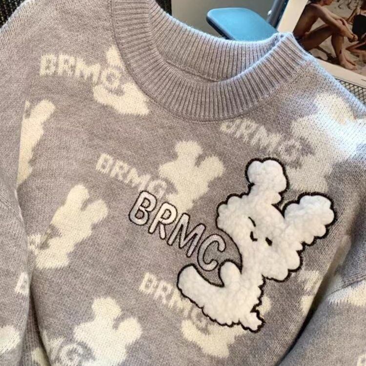 個性的なデザイン トレンドアイテム 2色選択 ニットセーター E-12187