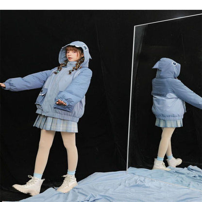 【半額！期間限定！！】大人可愛い スタイルアップ ファッション 2色選択 フード付きジッパーコート E-10037