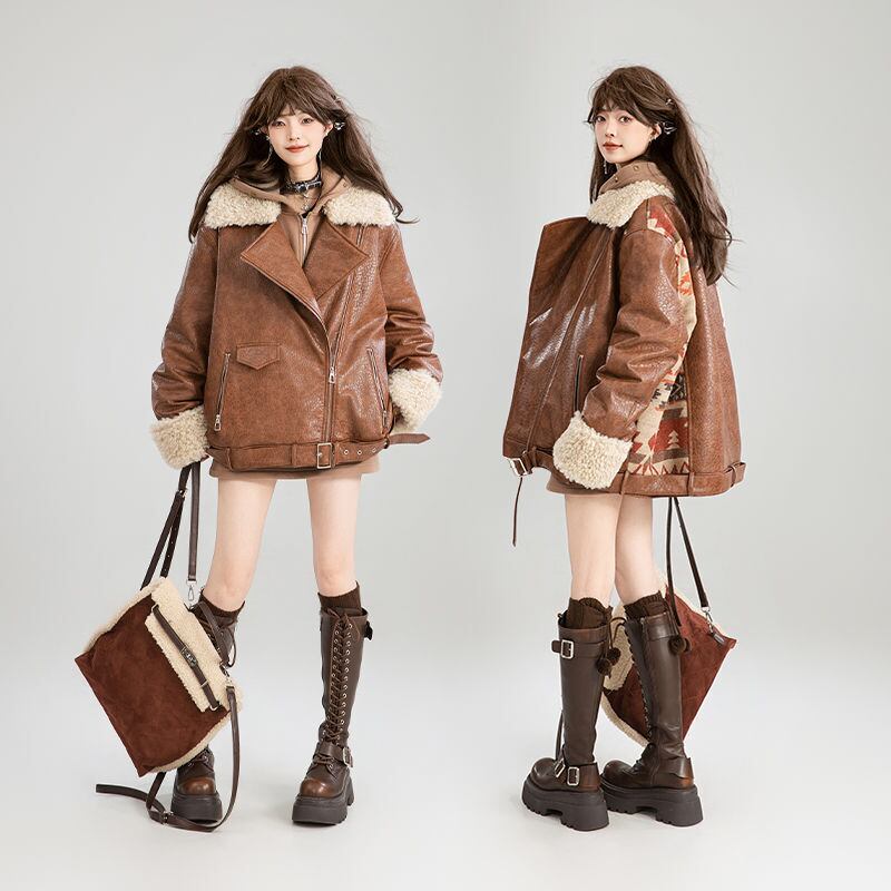 絶対流行 アバンギャルド おしゃれ度高め 切り替え 上品 Pu レザーコットンコート E-9883