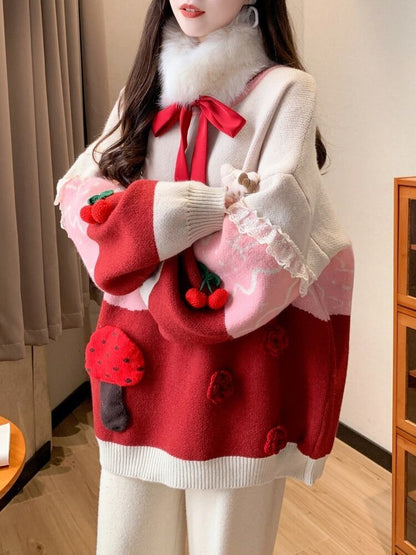 人気爆発中 トレンドアイテム 存在感抜群 大人可愛い カラーマッチング 2色選択ニットトップスE-10584