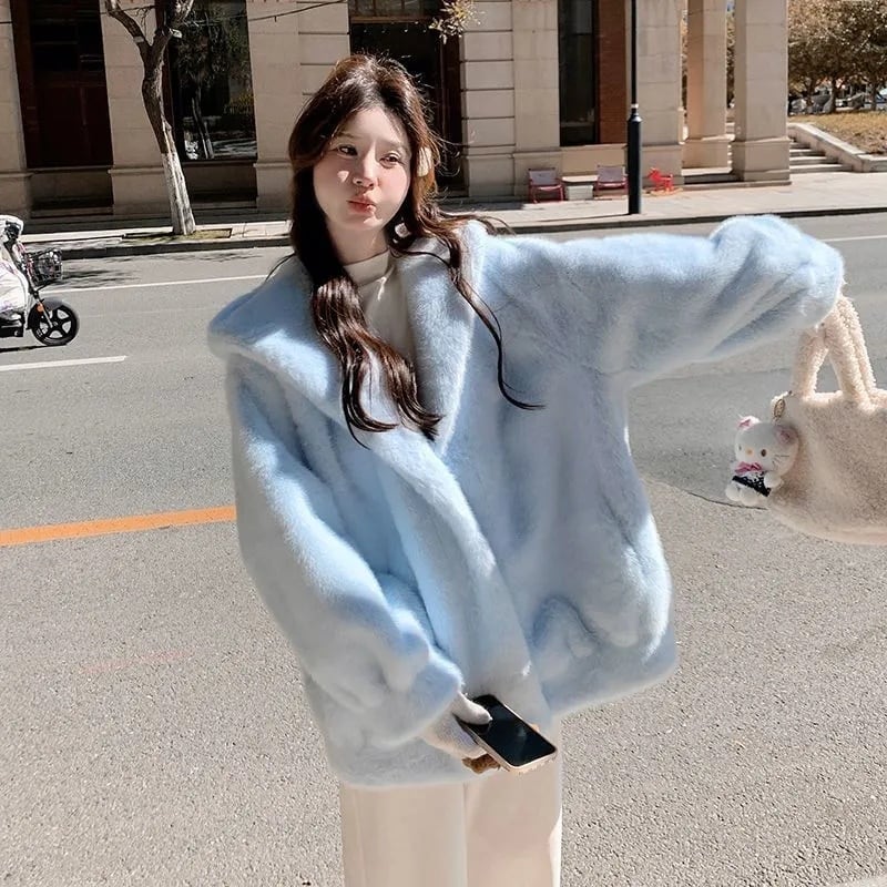 絶対欲しい 美人度アップもこもこボア厚手 5色 フェイクファーコートE-12383