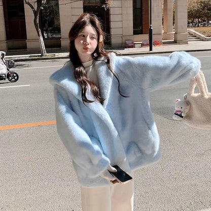 絶対欲しい 美人度アップもこもこボア厚手 5色 フェイクファーコートE-12383