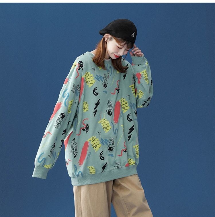 好感度UP カジュアル 定番シンプル プリント 4色選択 スウェットE-10846