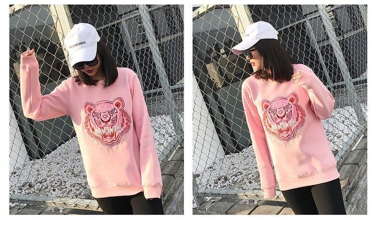 超人気商品トラ柄刺?ロゴスウェットトップス全3色E-4235