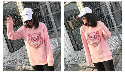 超人気商品トラ柄刺?ロゴスウェットトップス全3色E-4235