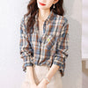 超人気 オシャレ 都市ファッショ デザイン チェック柄 切り替え Tシャツ E-9514
