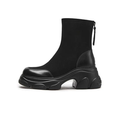 太ヒール スクエアトゥ 美感いっぱい ベルベット ローファー 革靴 2色選択可 シューズE-10386