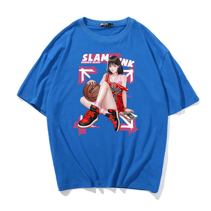好感度100％ ファッション ラウンドネックプリント 5色選択半袖Ｔシャツ -A1169