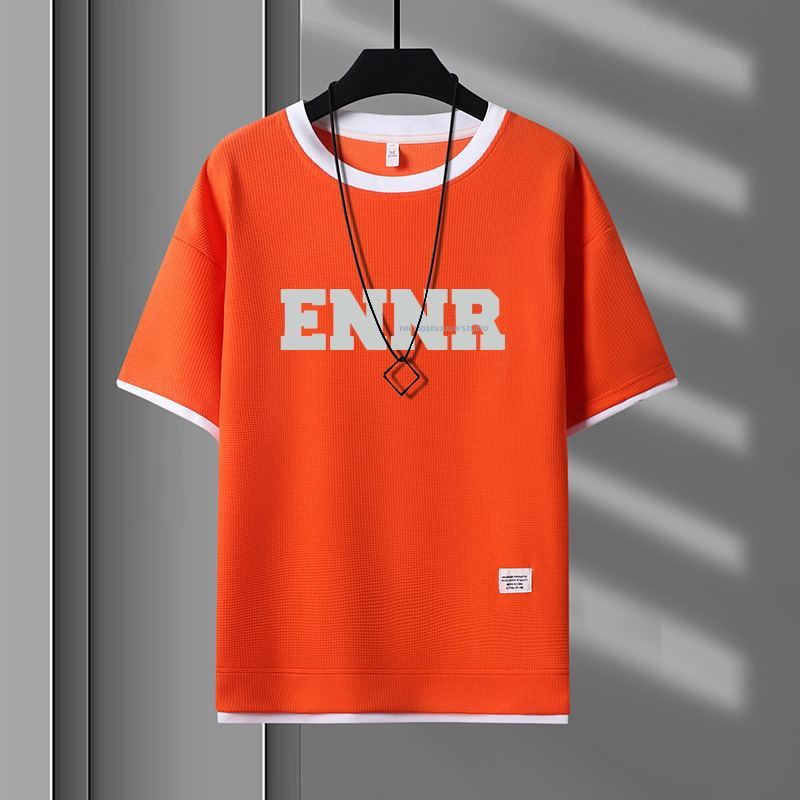 男女兼用 プリント 配色 Tシャツ & ショーツ セットアップ E-80090