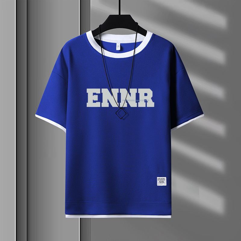 男女兼用 プリント 配色 Tシャツ & ショーツ セットアップ E-80090