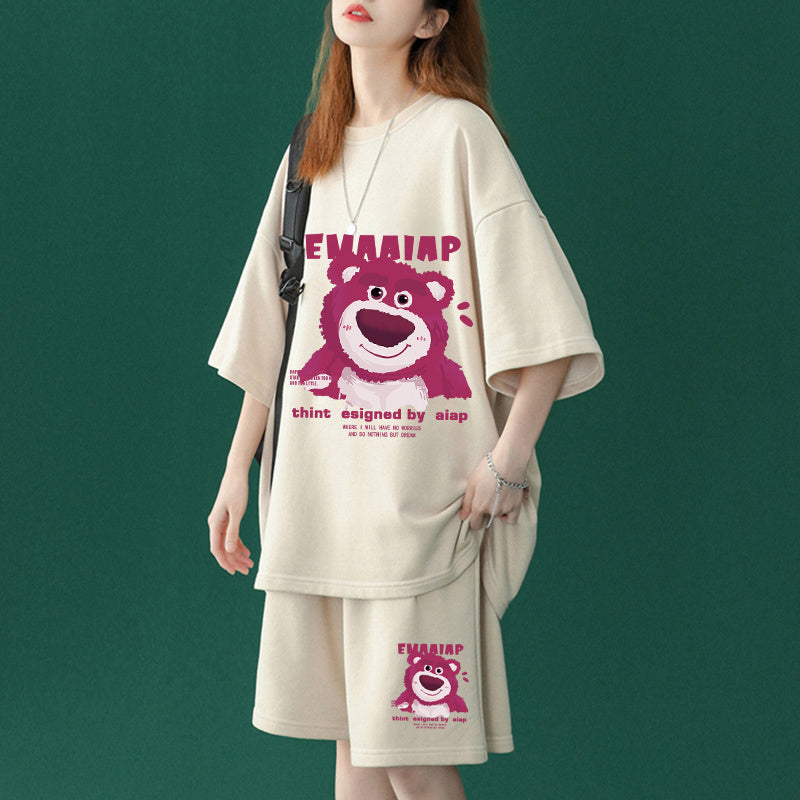 人気トレンド プリント Tシャツ & ショーツ セットアップ E-13456