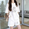 早い者勝ち プリント Tシャツ & ショーツ セットアップ E-80092