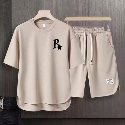 男女兼用 売れ筋 シンプル 半袖 Tシャツ & ショーツ セットアップ E-80007