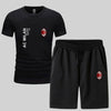スポーツウェア ロゴ入り 半袖 Tシャツ + ハーフパンツ セットアップ E-13127