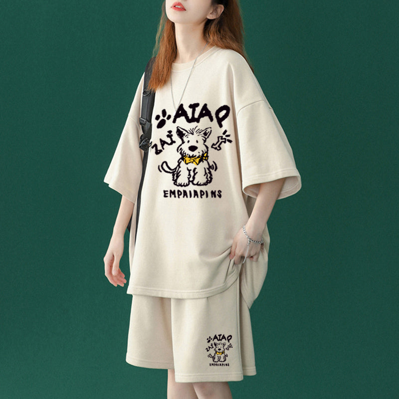 売れ筋 プリント Tシャツ & ショーツ セットアップ E-80100