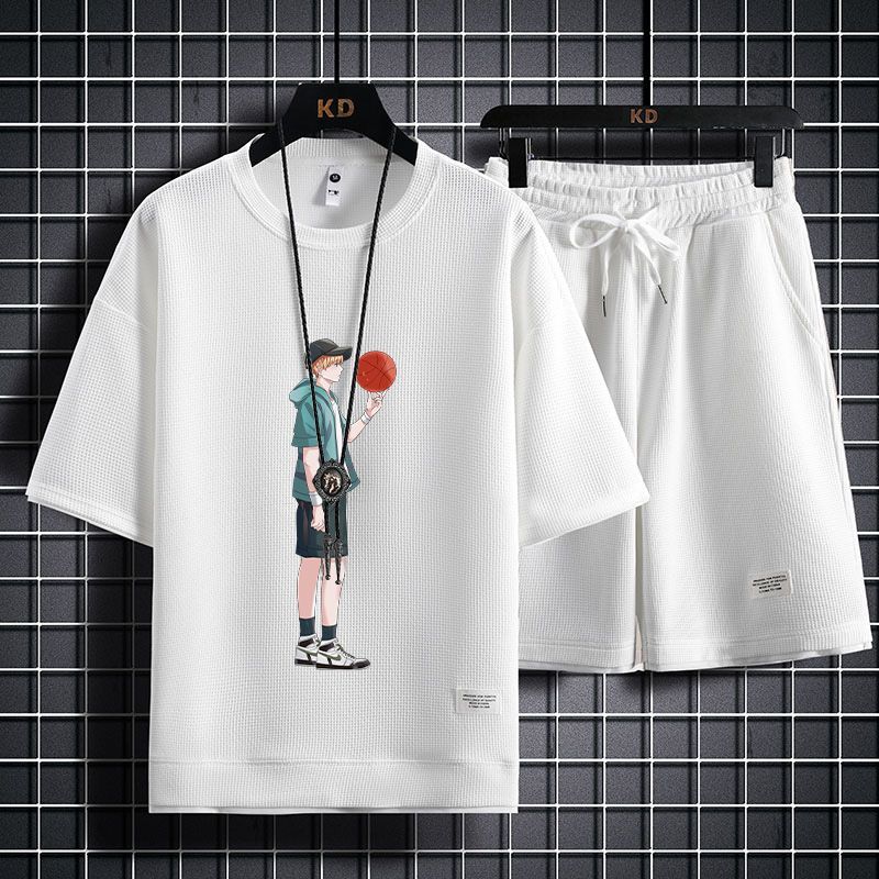 男女兼用 上質 プリント Tシャツ & ショーツ セットアップ E-13247