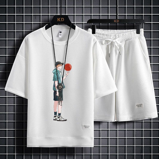 男女兼用 上質 プリント Tシャツ & ショーツ セットアップ E-13247