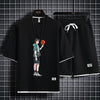 男女兼用 上質 プリント Tシャツ & ショーツ セットアップ E-13247
