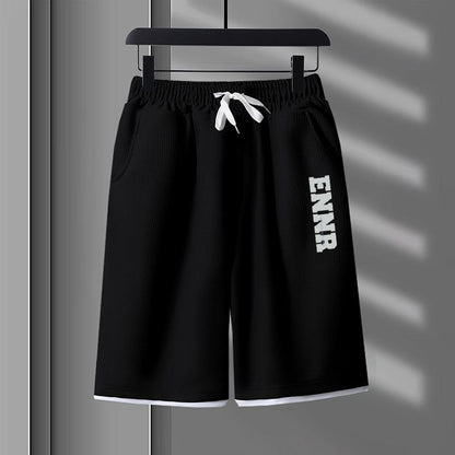 男女兼用 プリント 配色 Tシャツ & ショーツ セットアップ E-80090
