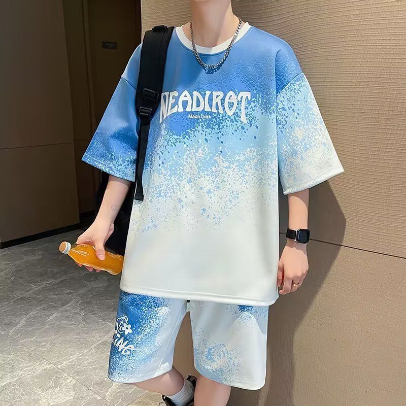 大人気アイテム グラデーション Tシャツ & ショーツ セットアップ E-80013