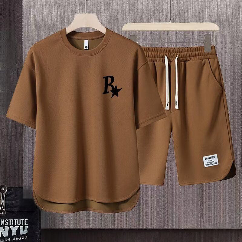 男女兼用 売れ筋 シンプル 半袖 Tシャツ & ショーツ セットアップ E-80007