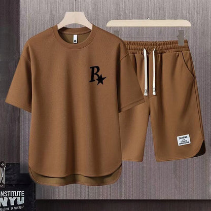 男女兼用 売れ筋 シンプル 半袖 Tシャツ & ショーツ セットアップ E-80007