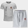 スポーツウェア ロゴ入り 半袖 Tシャツ + ハーフパンツ セットアップ E-13127