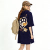 カジュアル プリント フード付き ロング Tシャツ F-50126