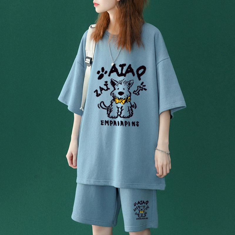 売れ筋 プリント Tシャツ & ショーツ セットアップ E-80100