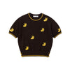 おしゃれ度高め 総柄 配色 半袖 薄手 ニット Tシャツ F-13495