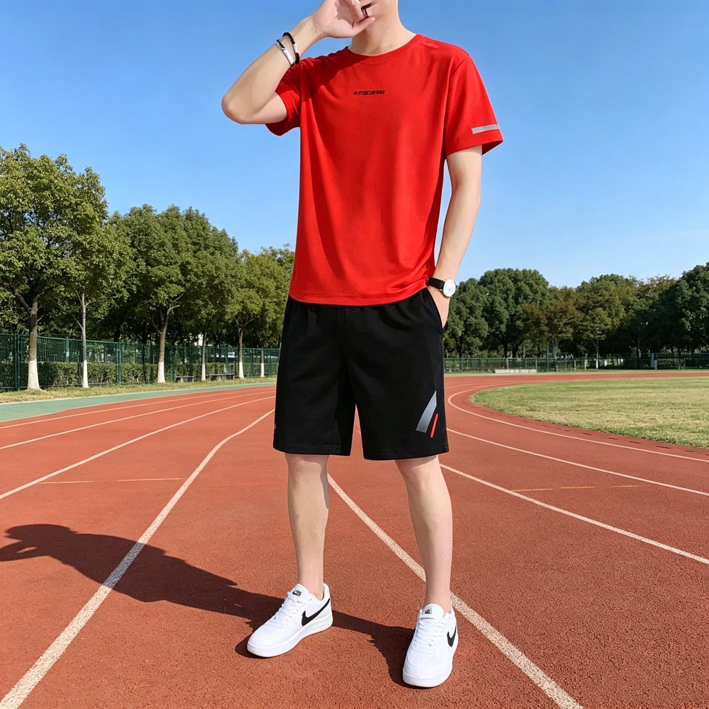 今季トレンド スポーツ Tシャツ & ショーツ セットアップ E-80096